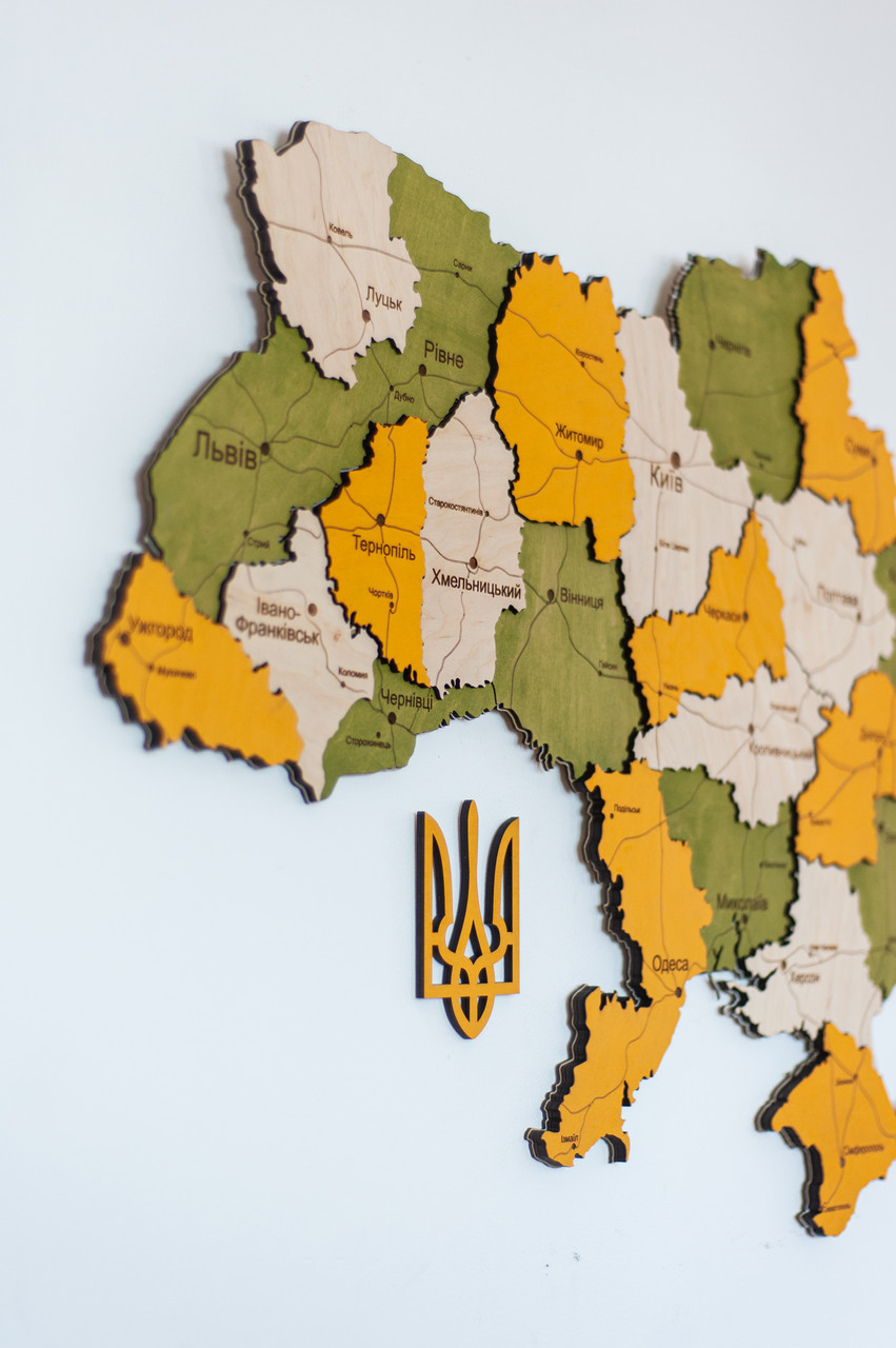 Деревянная Многослойная карта Украины "Цитрус", 70×47 см "Lv" - фото 4 - id-p1765292573