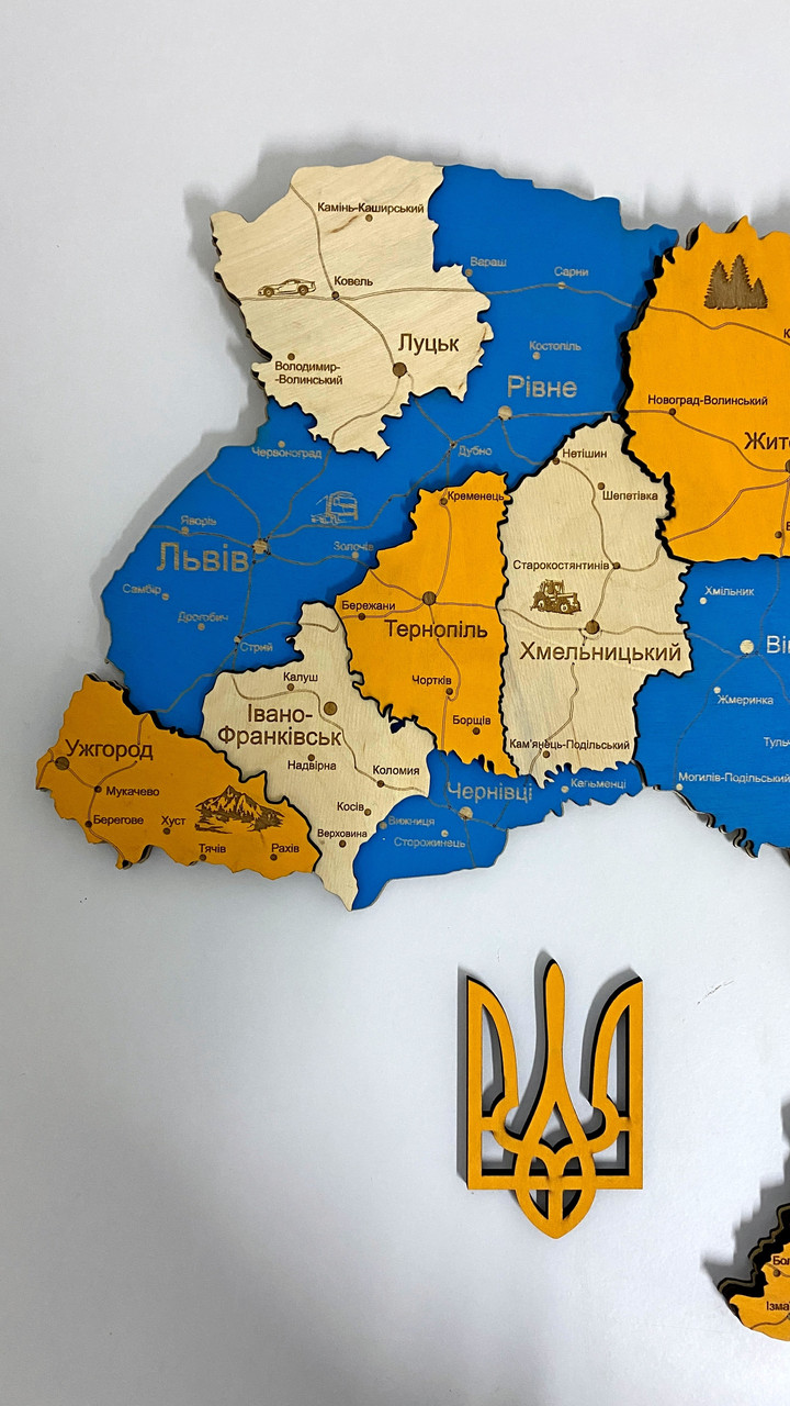 Деревянная Многослойная карта Украины "Патріот" Logistics 150×100 см "Lv" - фото 3 - id-p1861530566