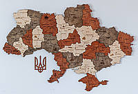 Деревянная Многослойная карта Украины "Брауні", 70×47 см "Lv"