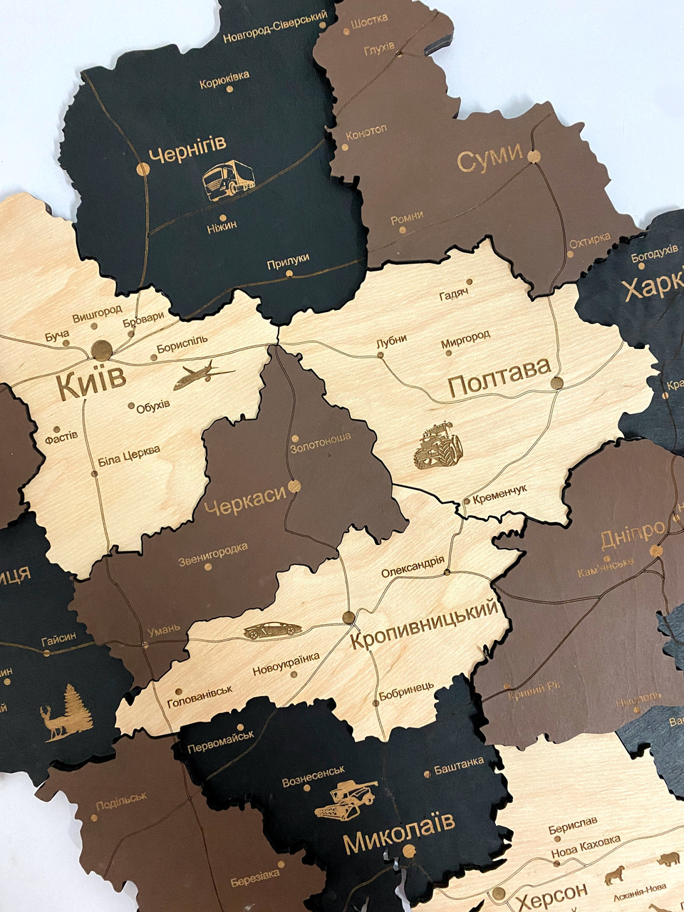 Деревянная многослойная карта Украины "Латте макиато" Logistics, 70×47 см "Lv" - фото 9 - id-p1861530591