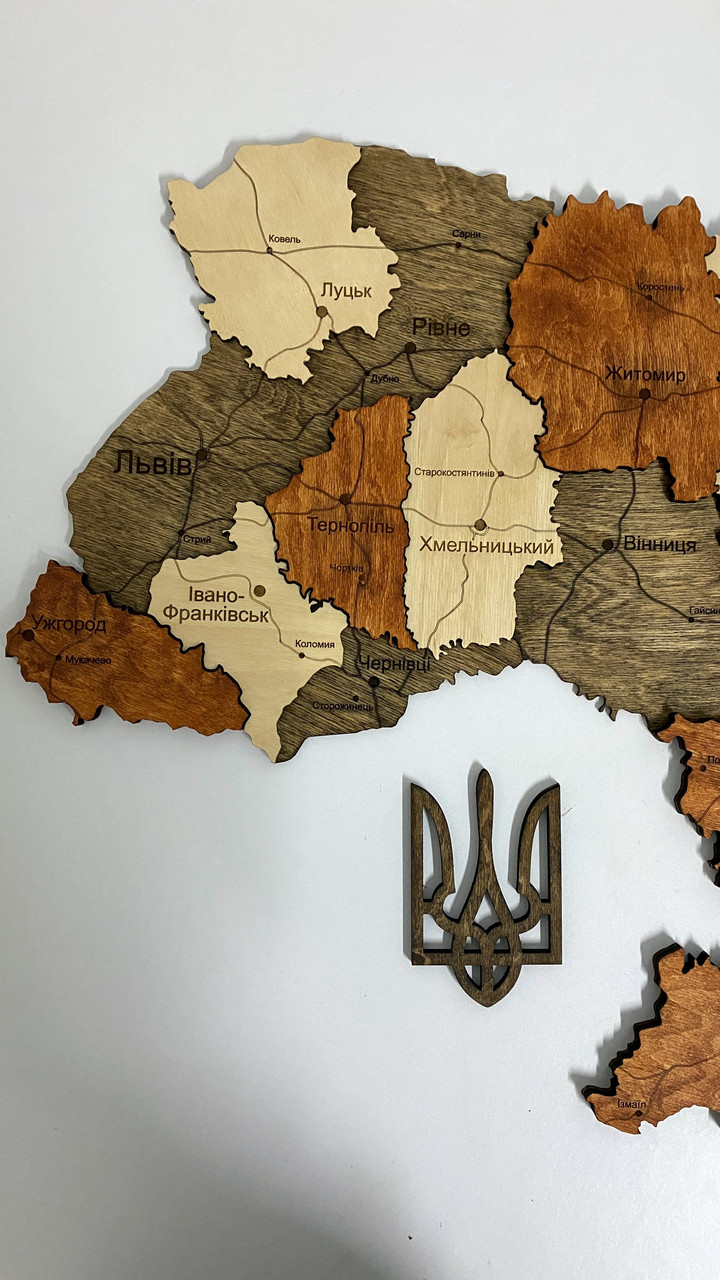 Деревянная Многослойная карта Украины "Брауні" Simpl, 70×47 см "Lv" - фото 5 - id-p1861530603