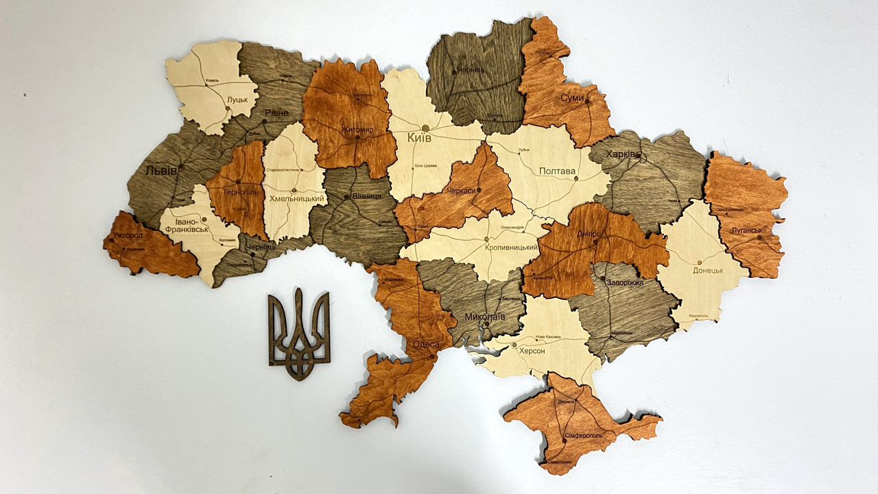 Деревянная Многослойная карта Украины "Брауні" Simpl, 70×47 см "Lv" - фото 6 - id-p1861530603