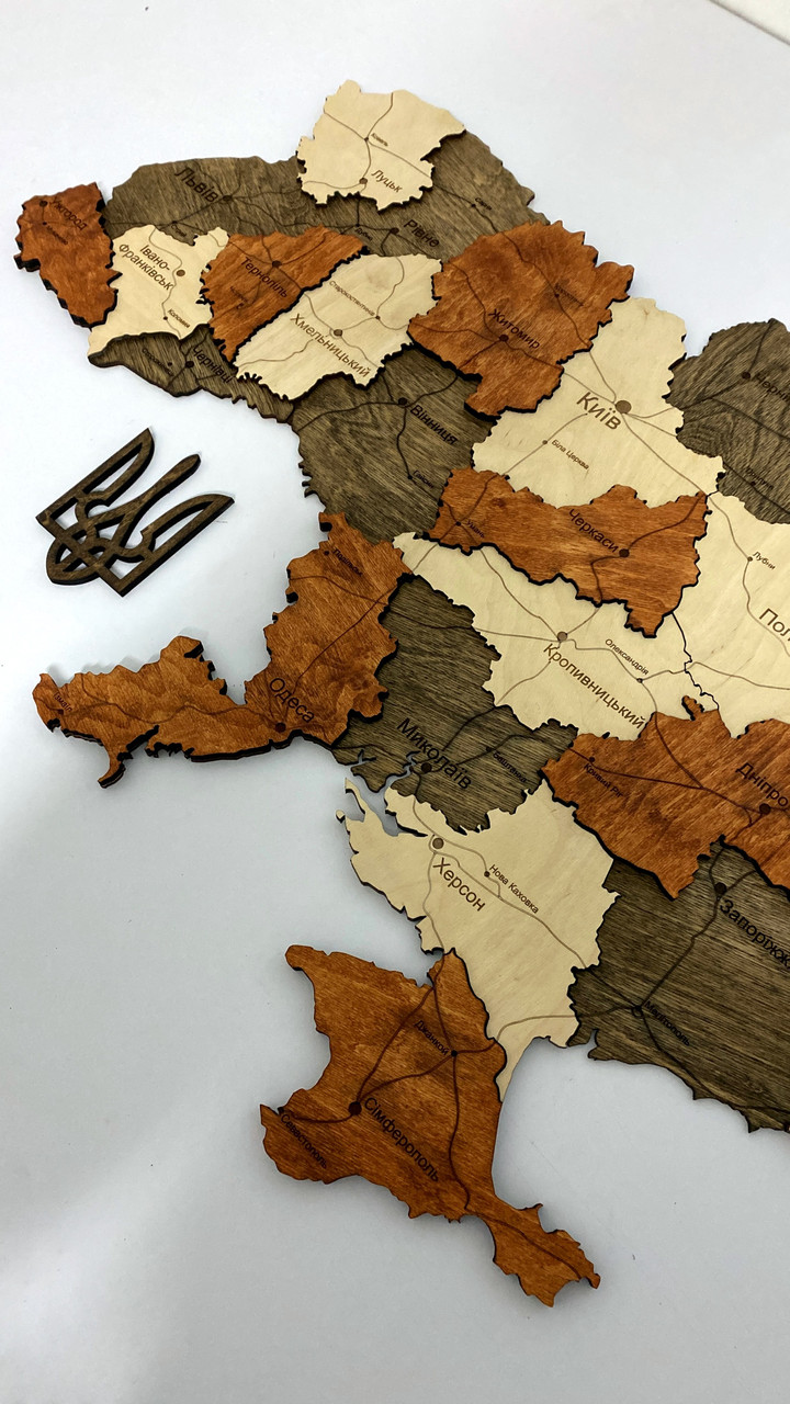 Деревянная Многослойная карта Украины "Брауні" Simpl, 70×47 см "Lv" - фото 7 - id-p1861530603