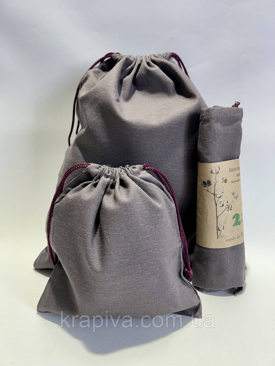2 шт Екомішок ЛЕН для речей та продуктів, еко мішок лляний хлібниця, еко-мішок з льону, екосумка еко сумка екоторба, фото 1