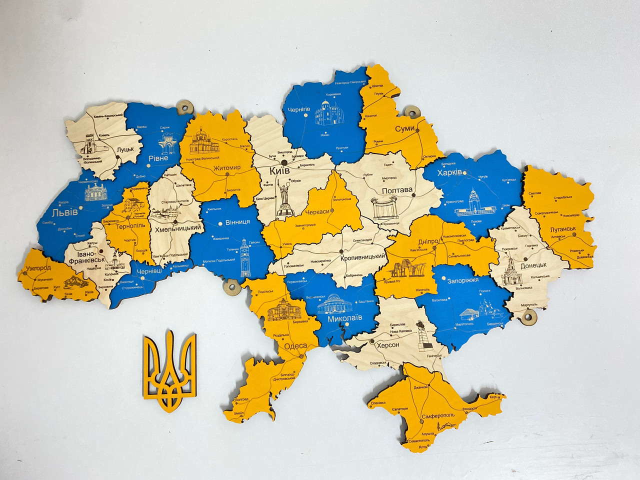 Деревянная Многослойная карта Украины "Патріот" Travel 100×65 см "Lv" - фото 3 - id-p1861530632