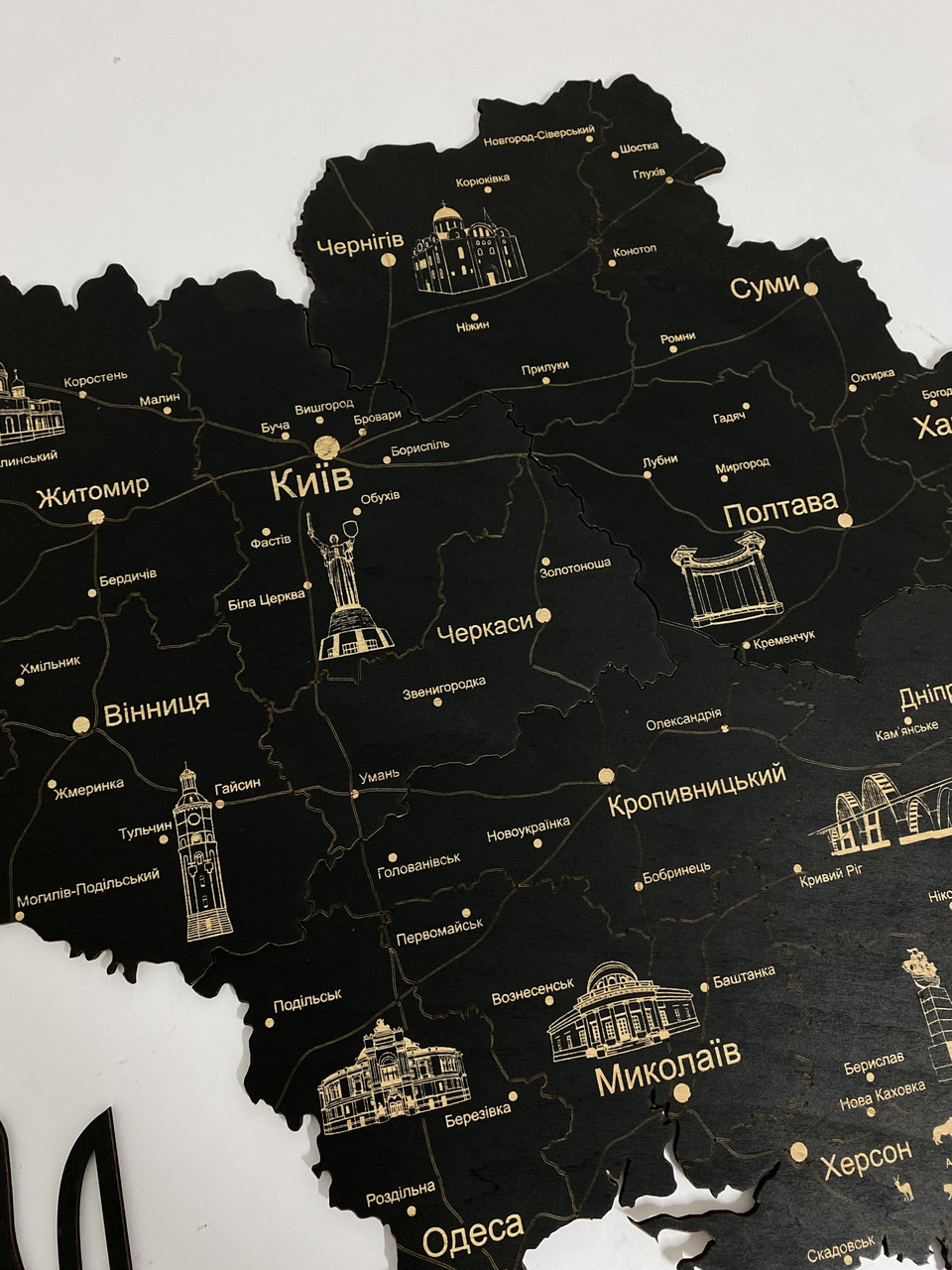 Деревянная карта Украины черная, 70×47 см "Lv" - фото 6 - id-p1861530643