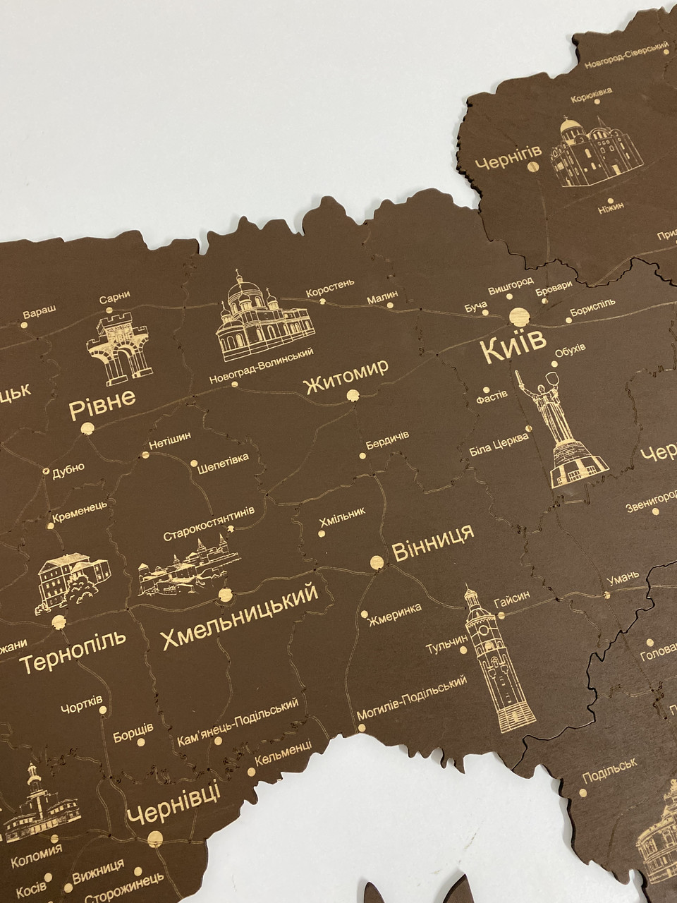 Деревянная карта Украины коричневая, 70×47 см "Lv" - фото 5 - id-p1861530646