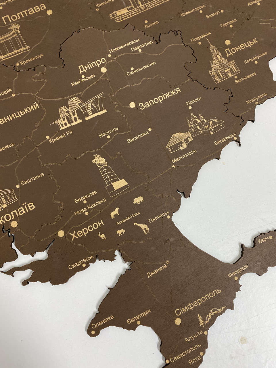 Деревянная карта Украины коричневая, 70×47 см "Lv" - фото 6 - id-p1861530646