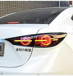 Ліхтарі Mazda 3 BM седан (13-18) тюнінг LED оптика (чорні) V2