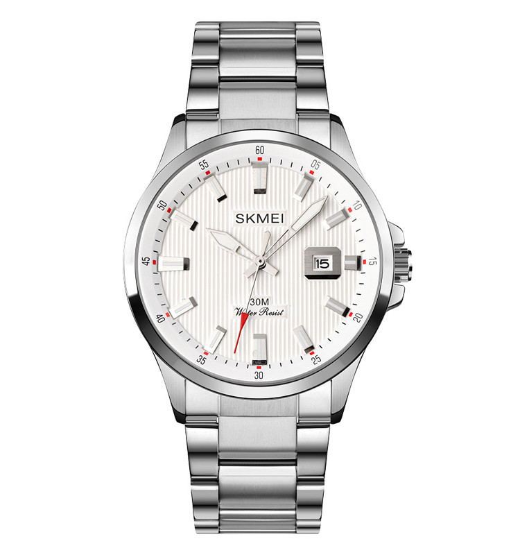 Skmei 1654 чоловічий годинник сріблястий на сталевому браслеті