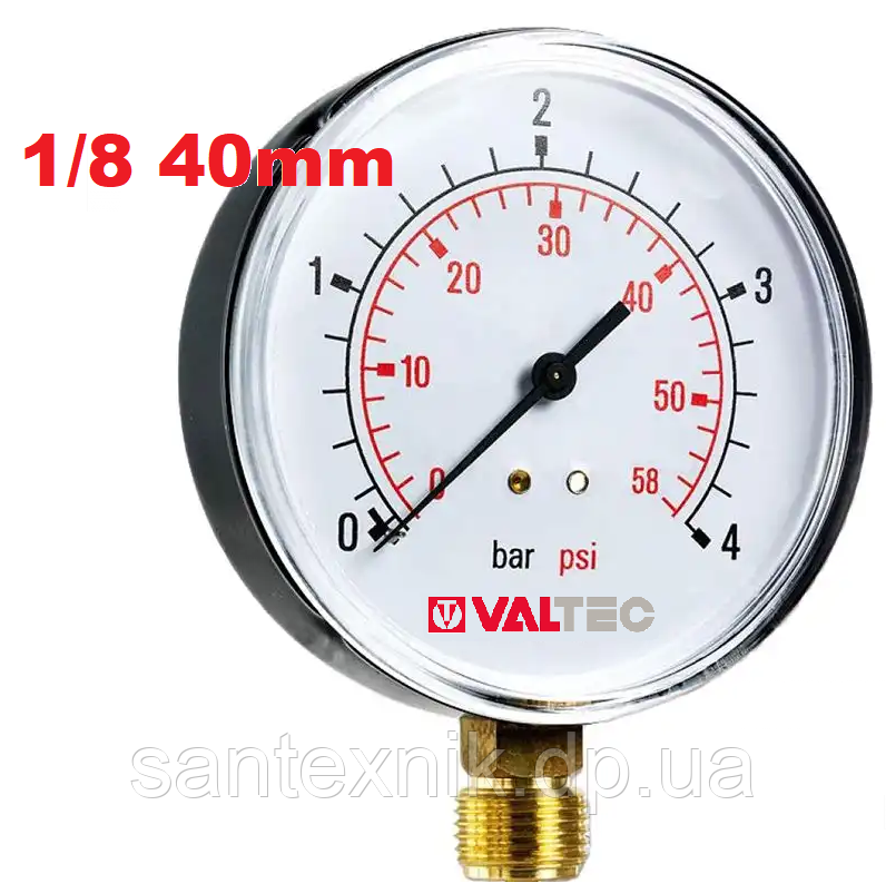 Манометр d40 вертикальний 1/8" 4.бар Valtec (91441211)