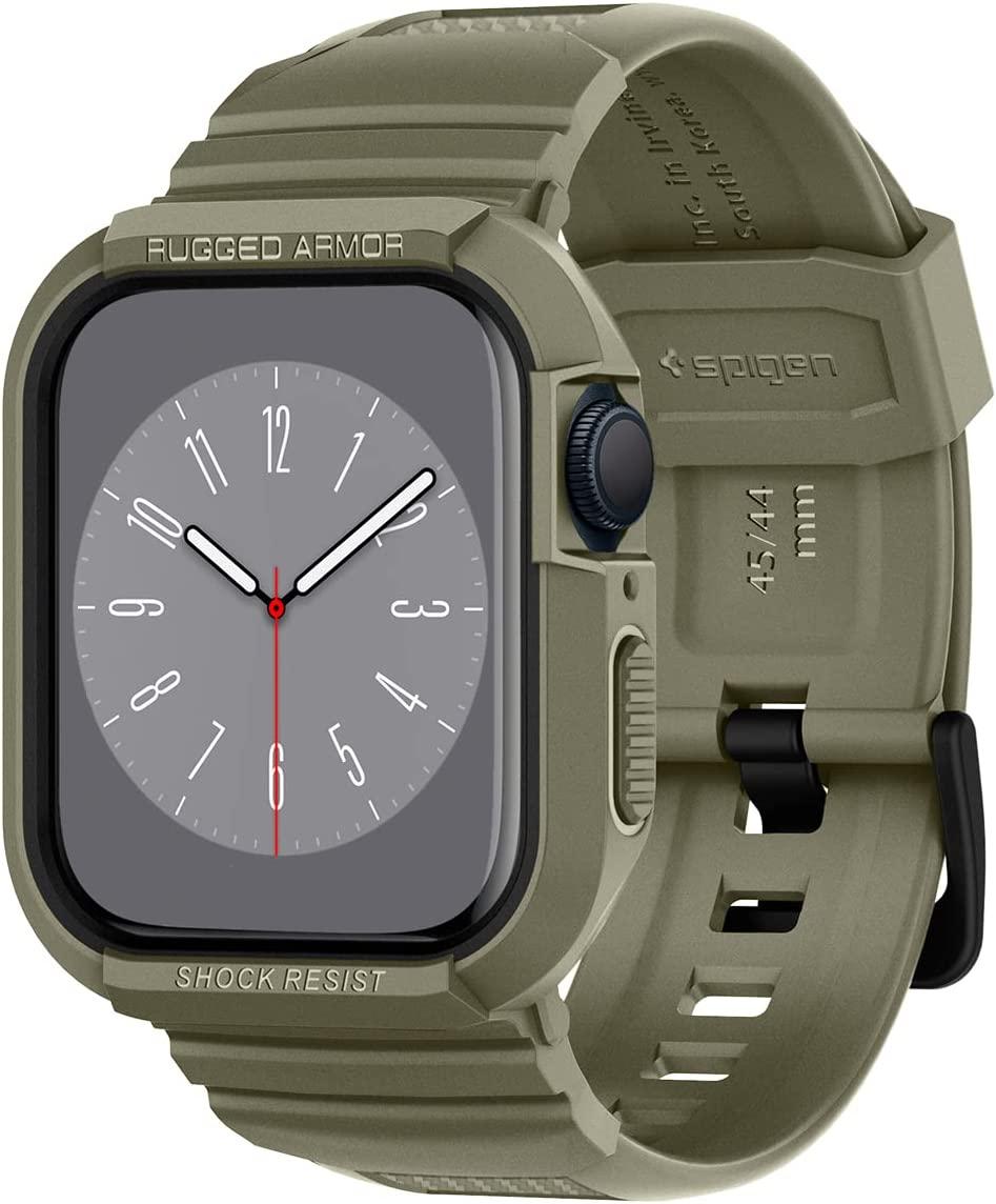 Чохол і ремінець Spigen для Apple Watch (44/45 mm) — Rugged Armor Pro 2 in 1, Vintage Khaki (ACS05914)