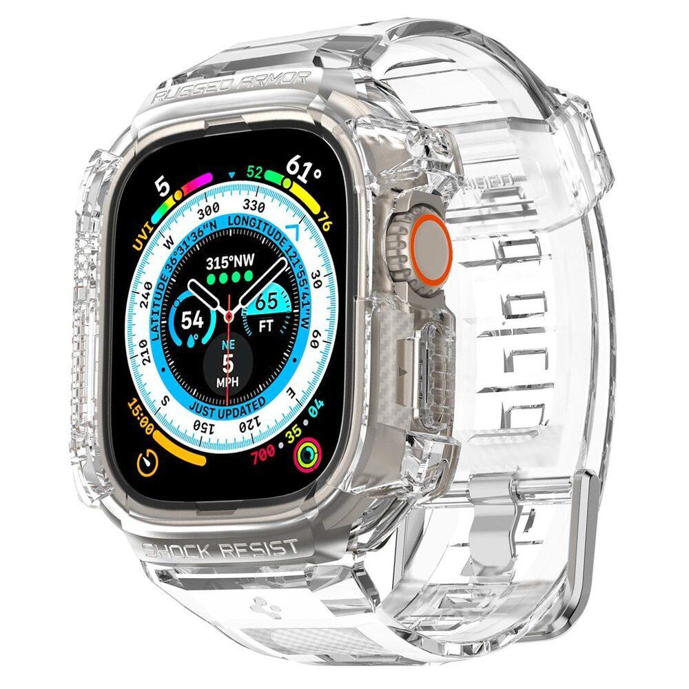 Чохол і ремінець Spigen для Apple Watch Ultra (49 mm) — Rugged Armor Pro 2 in 1, Crystal Clear (ACS05461)