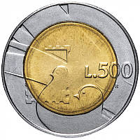 Монета 500 літрів. 1990 рік, Сан-Маріно.UNC