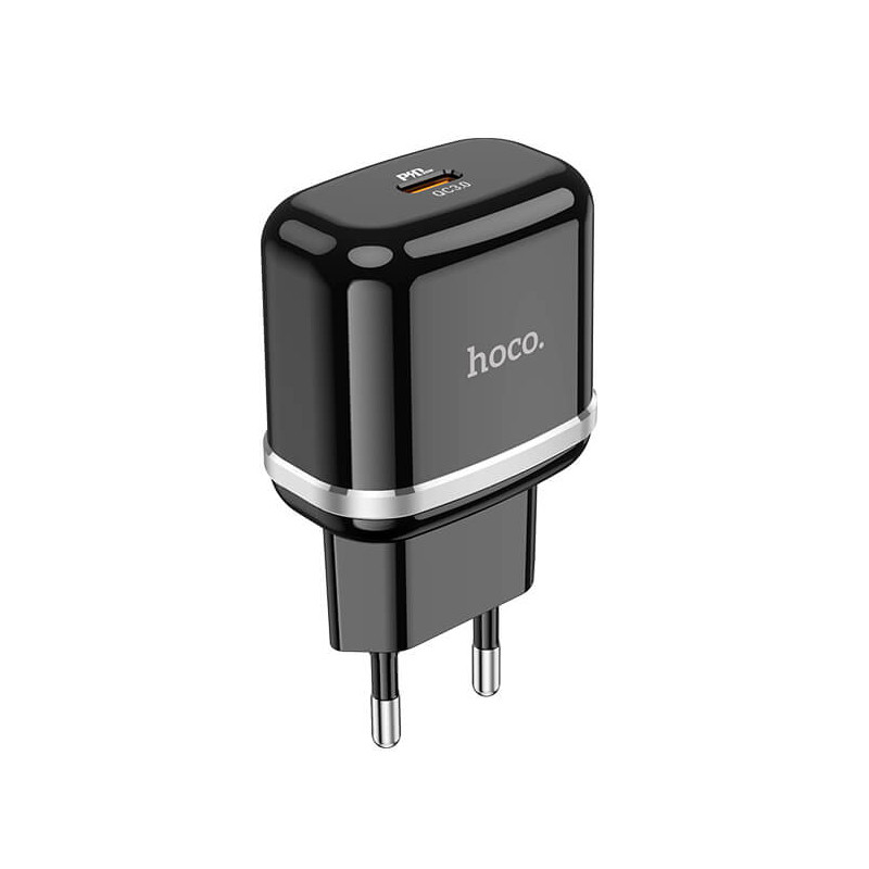Адаптер мережевий HOCO Victorious single port charger N24 |1Type-C, 20W/3A, PD/QC| чорний, фото 1