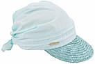 Козирок із соломи з тканинним верхом блакитний, фото 3