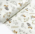 Сатин (бавовняна тканина) білочки і квіти на молочному (ширина 160см, 120г/м2 ), фото 3