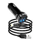 Адаптер автомобільний Hoco Lightning Cable Superior dual port Car charger set Z40 |2USB, 2.4A|, фото 7