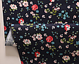 Сатин (бавовняна тканина) квіти на темно-синьому (ширина 160см, 120г/м2), фото 2