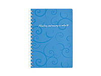 Книга для записей на упруг. Barocco А6, 80л,кл,голубой,пласт.обкл. ТМ BUROMAX BP