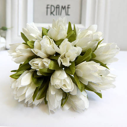 Букет пролісків (20 шт), бутон 2 см, довжина 8 см, колір кремовий, фото 1