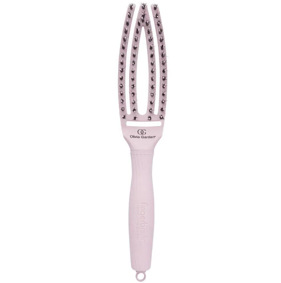 Щітка масажна з натуральною щетиною Olivia Garden Finger Brush Combo Small Pastel Pink (ID1685), фото 1