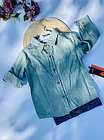 Детский джинсовый костюм для мальчика рубашка и брюки 104
