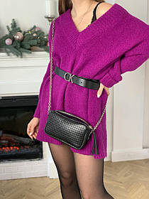 Сумка жіноча "МІА" натуральна шкіра, чорна венето