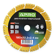 Диск по бетону універсальний 180*2,4*22,2мм APRO 830741