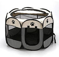 Манеж переносний вольєр розкладний Pethouse 91 см для домашніх тварин (кішок, собак) Сірий (код: PH91)