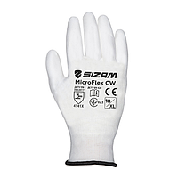 Перчатки рабочие трикотажные с ПУ-покрытием, белые,MicroFlex/CW , (аналог Агат)