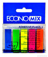 Стикери закладки Economix, 12*45 мм., 125 шт., пластиковые, с клейким слоем, 5 неоновых цветов, (E20945)