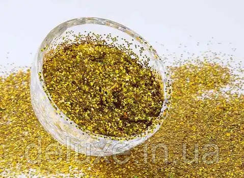 Гліттер класичний Hexagon Metallic Преміум, золото крапка ( світлий блиск), колір СА 1230, розмір 1/128 (0.2 мм), 1кг