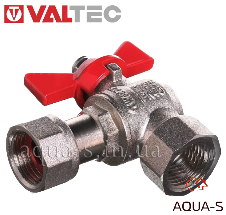 Кран кутовий з накидною гайкою Valtec DN 3/4"х3/4" внутрішній-внутрішній (Італія) VT.266.N.0505
