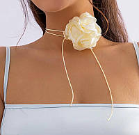 Чокер ожерелье с большим цветком кружевная роза на нитке шнурке шнурок у2к y2k uv400 в стиле 90 2000