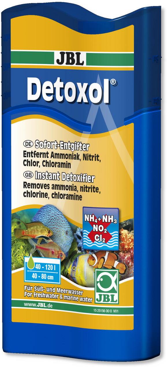 JBL Detoxol для швидкої нейтралізації токсинів NH4, NH3, NO2, Cl2 в акваріумній воді, 100 мл на 40-120 л, 110459, фото 1