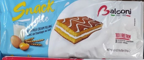 Італійський бісквіт  Balconi  Snack Latte with milk cream 350 г. ( 10*35 грам), фото 1