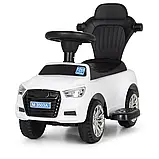 Каталка-толокар з батьківською ручкою Audi M 3503A, Білий, фото 5