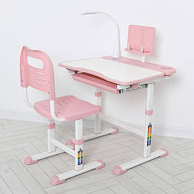 Парта учнівська дитяча + Лампа настільна Bambi M 4428-8-2 Світло-рожевий  ⁇  Комплект парта та стілець