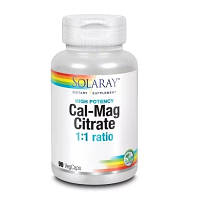 Минералы Solaray Кальций И Магний, Cal-Mag Citrate, High Potency, 90 Капсул (SOR04524) - Топ Продаж!