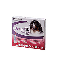 Вектра 3Д краплі від бліх та кліщів для собак вагою від 40 до 65 кг, 3*8 мл