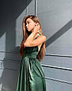Вечірня шовкова зелена сукня довга з розрізом і відкритою спиною, фото 4