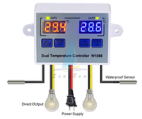 Электронный двухканальный термостат XH-W1088 программируемый регулятор температуры -50,0 - 120,0 12В