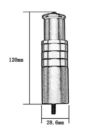 Подовжувач штока вилки 1 1/8” (28.6 мм)х115mm, алюм, чорний, фото 3