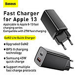 Адаптер мережевий BASEUS GaN2 Lite Quick Charger |1USB/1Type-C, 65W/3A, PD/QC| (CCGAN2L-B02), фото 4