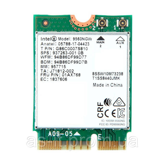 WIFI Модуль NGFF Intel Wireless-AC 9560 (1.73 Гбіт/с, 2.4/5 GHz, 802.11ac, Bluetooth 5.0) CNVio