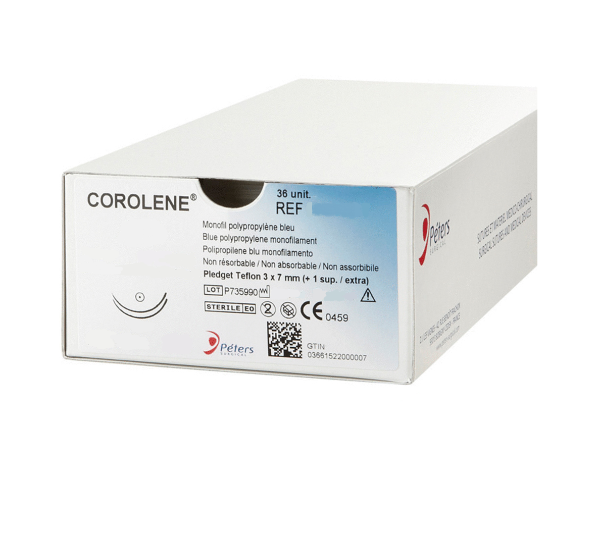 Хірургічна нитка Corolene 4/0 (Пролен), ріжуча голка 16 мм, 3/8 кола, довжина 75см 20S15AC (W8007T)