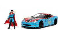 Машинка металлическая Jada Marvel Chevrolet Corvette с фигуркой Доктора Стренджа 1:24 (253225024)