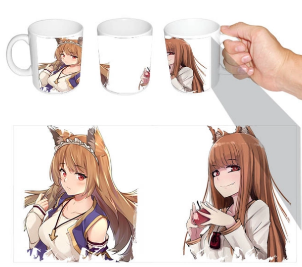 Чашка біла аніме Хоро Вовчиця та Пряності ABC