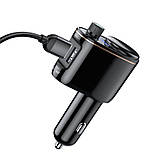 Адаптер автомобільний BASEUS Locomotive with Bluetooth FM |2USB, 2.4A|, фото 3